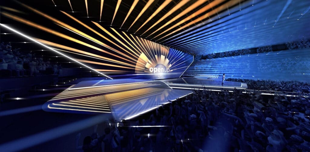 A 2020-as Eurovíziós Dalfesztivál Florian Wieder által készített színpadterve - NPO-NOS-AVROTROS-grafika