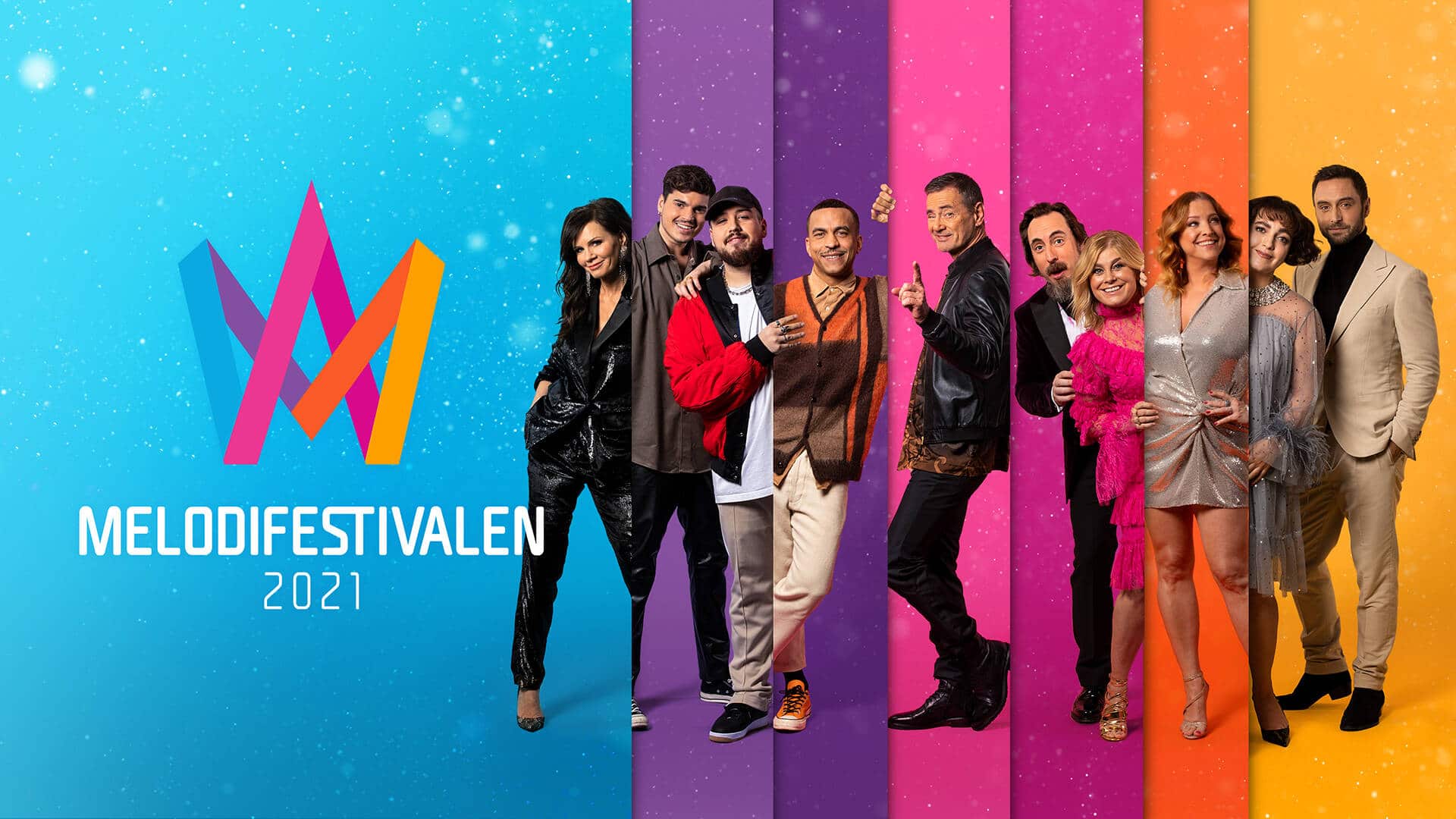 A svéd Melodifestivalen 2021-es műsorvezetői - SVT-grafika