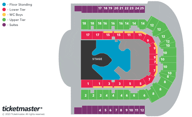 A liverpooli M&S Bank Arena - az Eurovision Song Contest 2023 jegytérképe