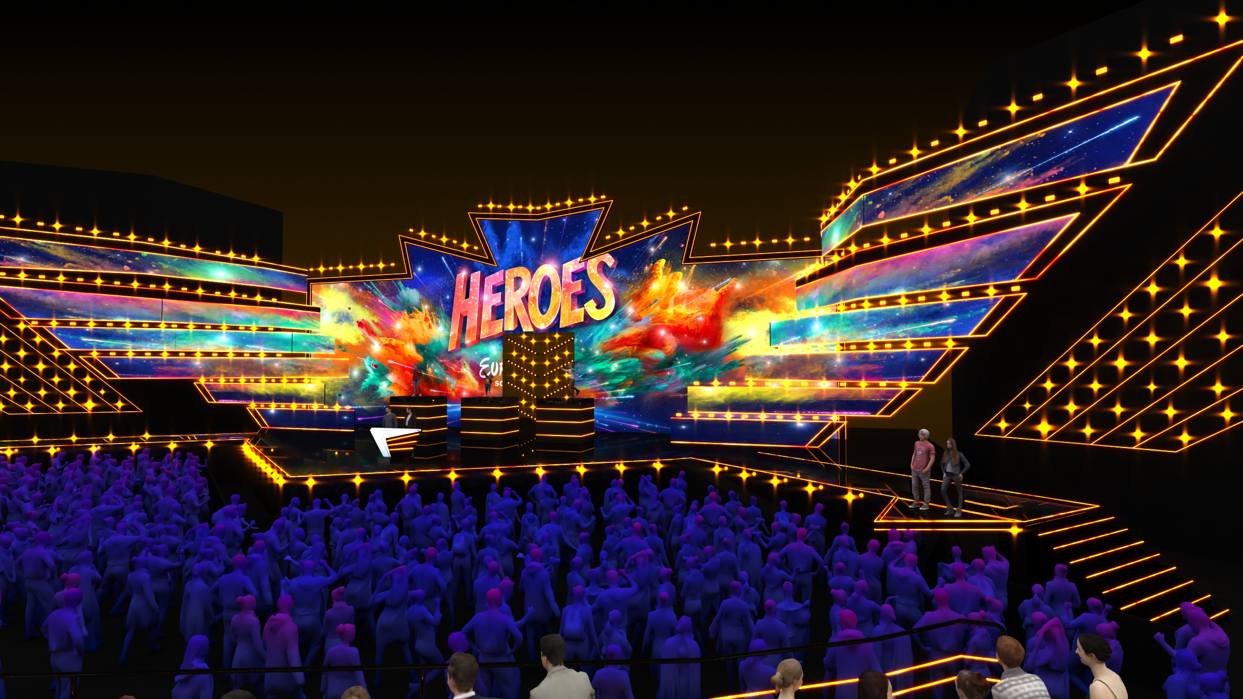 A 2023-as Junior Eurovision Song Contest színpadának látványtervei a nizzai Palais Nikaïa-ban - a France Télévisions képei